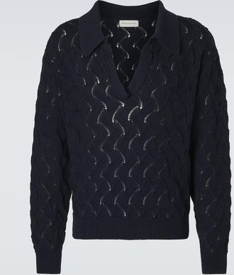 Dries Van Noten Open-knit cotton polo sweater