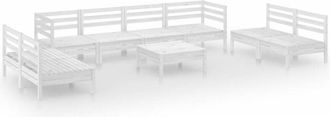 vidaXL Juego De Muebles De Jard&iacute;n 9 Piezas Madera Maciza Pino Blanco Vidaxl