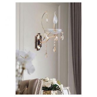 Trade Shop Trade Shop - Applique Da Parete Classica 1 Braccio Attacco E14 Cristalli Pendenti Gocce E68-1