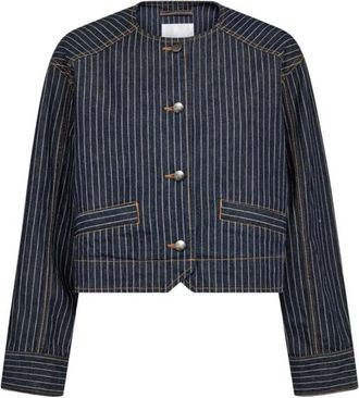 Co'Couture SiggaCC Stripe Jacket - Dames - Jassen - Blauw - Maat: S Denim