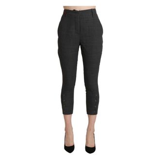 Ermanno Scervino High Waist Capri Cropped Katoenen Broek - Dames - Vrijetijds broeken - Zwart - 2XS - Katoen - Broeken