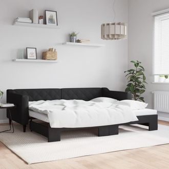 vidaXL Sof&aacute; Cama Nido Tela Negro 90x200 Cm Vidaxl