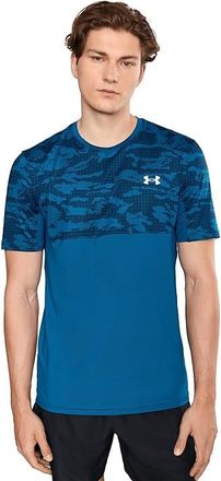 Under Armour Heatgear Printed Short Sleeve T-shirt Mens Workout Varsity Blue/Wham Blue/White : 2XL, Polyester