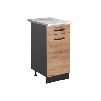 Vicco Mueble Bajo De Cocina R-line, Roble Dorado/antracita, 40 Cm Encimera M&aacute;rmol, Vicco