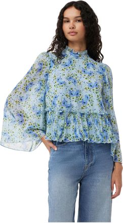 Ganni Pleated Georgette Blouse - Size 8/10 Blue