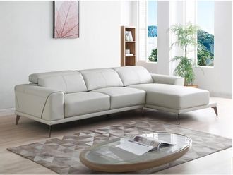 Vente-Unique Sof&aacute; rinconera derecha de cuero de b&uacute;falo beige ANDOR