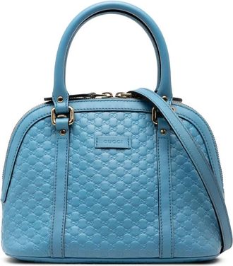 Gucci Pre-owned Handbags, female, Blue, Size: ONE SIZE Pre-owned Dome Satchel Bag