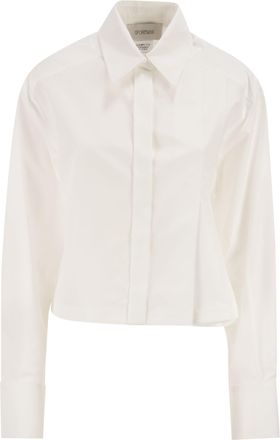 Sportmax Sportmax Spxcerto - Kurz geschnittenes Popeline-Hemd mit asymmetrischen Falten