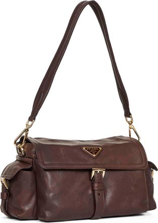 Prada Womens Shoulder Bag Explore Brown Nappa Leather Lambskin Handbags Hand
