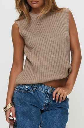 Princess Polly Jessabell Crewneck Sweater Tank in Mocha at Nordstrom Rack, Size Large/x-Large