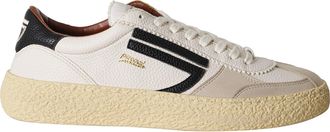 Puraai White 1.01 Vintage Logo Details Leather Rubber Sneakers