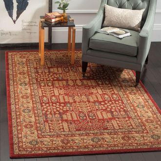 Safavieh Alfombra tradicional de polipropileno rojo/beige, 155 x 231 cm