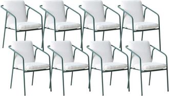 Beliani Set di 8 sedie da giardino con cuscini verdi Asciano