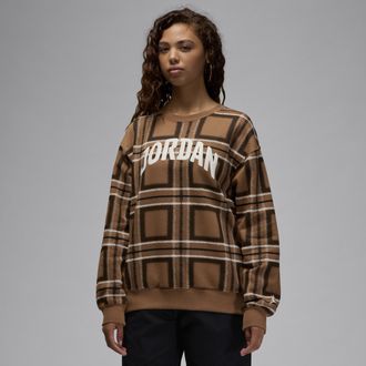 Nike Jordan Womens Jordan Brooklyn Fleece Graphic Crew-Neck Sweatshirt in Brown | HM5498-223