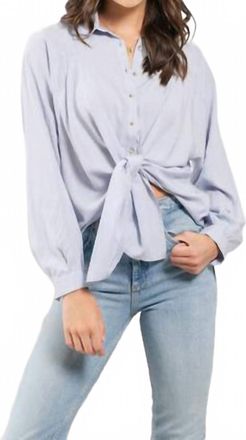 Blu Pepper Front Tie Woven Top In Light Blue