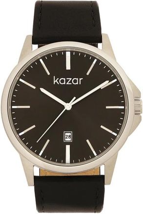 Kazar Tijdloos horloge met een zwart leren band - Heren - Horloges - Zwart - ONE Size - Accessoires