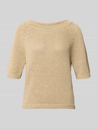 Luisa Cerano Luisa Cerano Strickpullover aus Leinen-Mix mit 1/2-Arm in Sand, Gr&ouml;&szlig;e 34