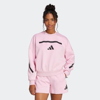 adidas Sweatshirt ADIDAS SPORTSWEAR W Z.N.E. SWT, Damen, Gr. S, pink (true pink), Obermaterial: 57% Polyester, 43% Baumwolle, Rundhals, Sweatshirts Sweatshir