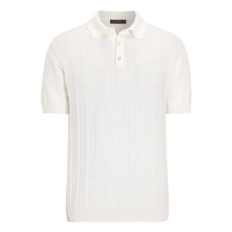 Oscar Jacobson Polo Shirts, male, White, Size: 2XL Striped Polo Shirt in Snow White