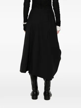 Comme Des Gar&ccedil;ons Asymmetric Wool with Draped Detailing Skirt - Black