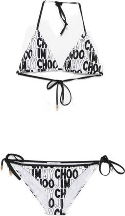 Jimmy Choo London Ariah Logo-Print Driehoek Bikini Top - Dames - Bikinis - Zwart - S - Badmode