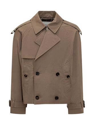Burberry Burberry Double-Breasted Short Trench Beige