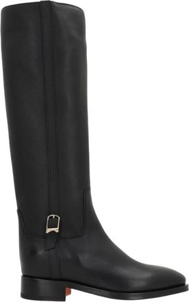 Santoni Zwarte Leren Ritslaarzen - Dames - Hoge Laarzen - Zwart - 37 EU - Leer - Schoenen