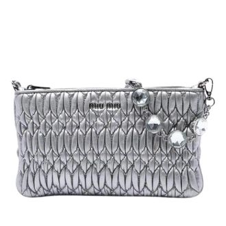 Miu Miu Pre-owned Satchel - Dames - Vintage Clutch - Grijs - ONE Size - Leer - Vintage