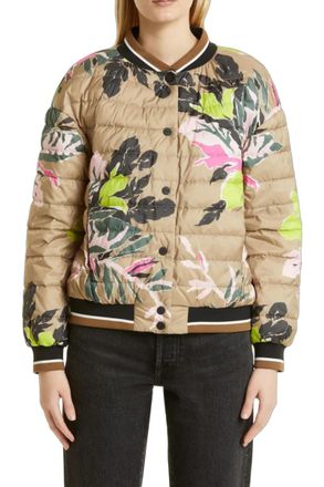 Herno Floral-Print Quilted Down Jacket - Beige