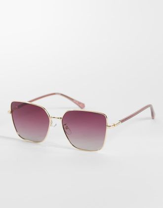 Polaroid Sunglasses Polaroid - Occhiali da sole oversize oro con lenti polarizzate sfumate bordeaux