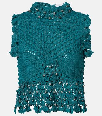 Paco Rabanne Top crochet in cotone