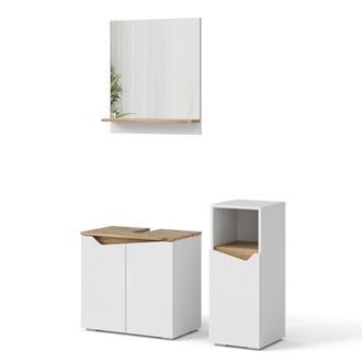 Vicco Conjunto De Muebles De Ba&ntilde;o Marelle, Blanco, 3 Piezas, Con Mueble Alto