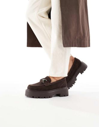 Aldo Oneameth - Mocassini marrone scuro con fibbia e suola spessa