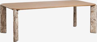 Sklum Mesa De Comedor Rectangular 230x110 Cm En Madera De Mango Y Piedra Natural Andeca Sklum