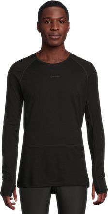 Icebreaker Mens Standard Merino 200 ZoneKnit Long Sleeve Crewe, Black