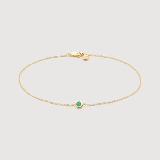 Monica Vinader Gold Siren Mini Gemstone Chain Bracelet Emerald