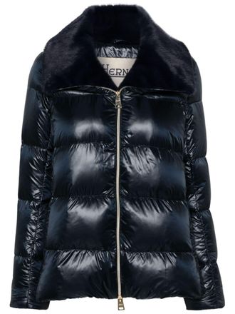 Herno faux-fur collar puffer jacket - Blue
