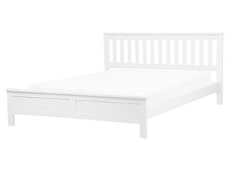 Beliani Cama matrimonial de madera blanco 160x200