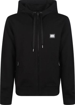 Dolce & Gabbana Hooded Zip-up Sweatshirt - Heren - Vesten met rits - Zwart - 2XL - Katoen - Hoodies & sweatvesten