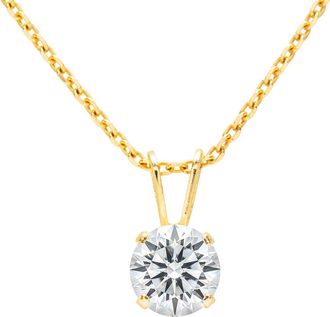 SuperJeweler Lab Grown Diamond Solitaire Necklace in White Gold with Free Chain - Available in All Carat Weights, Eco-Friendly, Conflict-Free, Sustainable Diamond