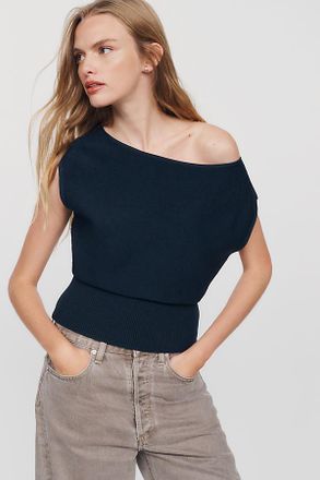 Maeve Cotton Wool Short Sleeve Banded Sweater