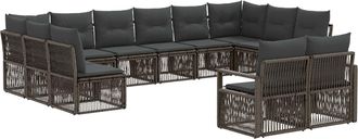 vidaXL Conjunto De Sof&aacute;s De Jard&iacute;n 12 Uds. Gris Rat&aacute;n Sint&eacute;tico Vidaxl