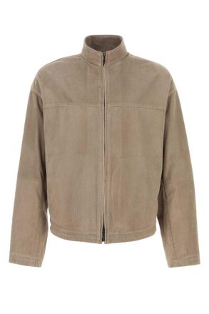 Emporio Armani Taupe Textured Band Collar Jacket