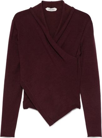 Alberta Ferretti Top asimmetrico drappeggiato in lana - Viola