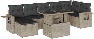 vidaXL Vidaxl - Set De Sof&aacute;s De Jard&iacute;n 8 Pzas Y Cojines Rat&aacute;n Sint&eacute;tico Gris