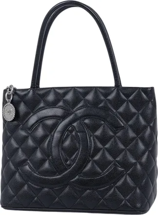 Chanel Black Grained Calfskin Tote Bag (Pre-Owned)