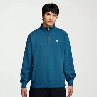 Nike Sportswear Club Sweatshirt Mens Green Abyss Fleece Long Sleeve GBO3726