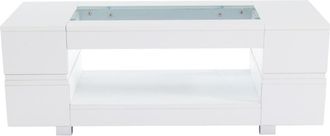 Urban Meuble Mesa de centro moderna blanca de cristal templado con iluminación led