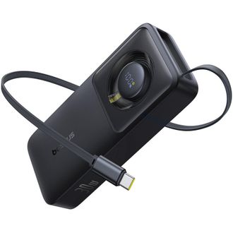 OEM Powerbank 10000mah 30w Con Puerto Usb-c Y Cable Usb-c Retr&aacute;ctil Free2pull - Negro