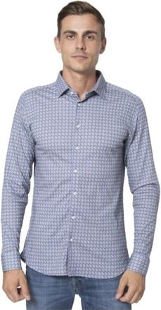 DeSoto Blauw Gestreept Katoenen Overhemd - Heren - Casual Overhemden - Blauw - L - Katoen - Overhemden